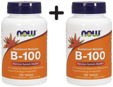 2 x NOW Foods Vitamin B-100, Sustained Release - 100 tabs