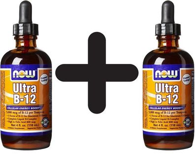 2 x NOW Foods Vitamin B-12 Ultra, Liquid - 118 ml