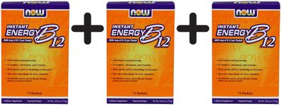 3 x NOW Foods Vitamin B-12, Instant Energy - 75 packets