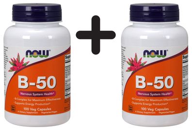 2 x NOW Foods Vitamin B-50 - 100 vcaps