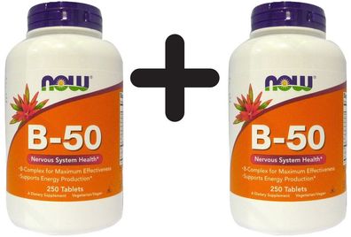 2 x NOW Foods Vitamin B-50 - 250 tablets