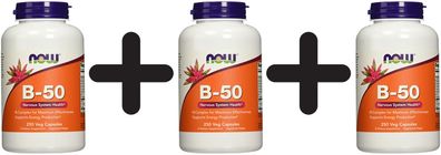 3 x NOW Foods Vitamin B-50 - 250 vcaps