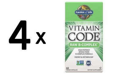 4 x Garden of Life Vitamin Code RAW B-Complex - 60 vcaps