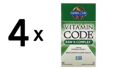 4 x Garden of Life Vitamin Code RAW K-Complex - 60 vcaps