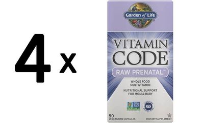 4 x Garden of Life Vitamin Code RAW Prenatal - 90 vcaps