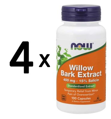 4 x NOW Foods White Willow Bark, 400mg - 100 caps
