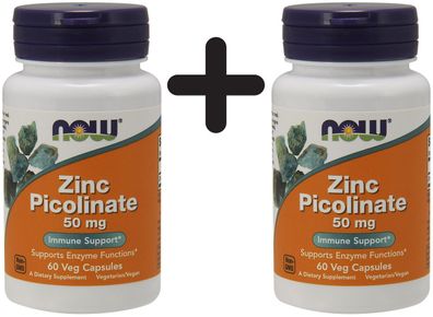 2 x NOW Foods Zinc Picolinate, 50mg - 60 vcaps