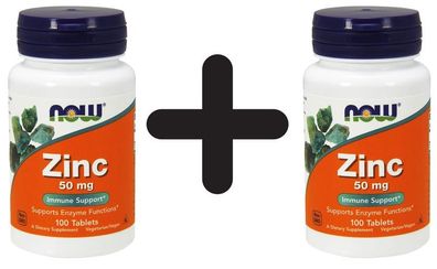 2 x NOW Foods Zinc, 50mg - 100 tabs