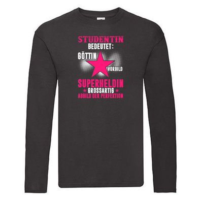 Superheldin: Studentin | Uni | Studium | Universität Long Sleeve Schwarz