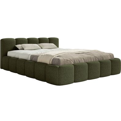 Selsey Cloudy Low - Polsterbett 200x200 cm, wasserabweisende Chenille, Olive