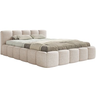 Selsey Cloudy Low - Polsterbett 160x200 cm, wasserabweisende Chenille, Hellbeige