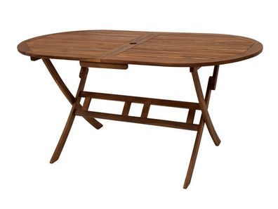 Klapptisch Gartentisch Holztisch oval mit Schirmloch Akazie geölt
