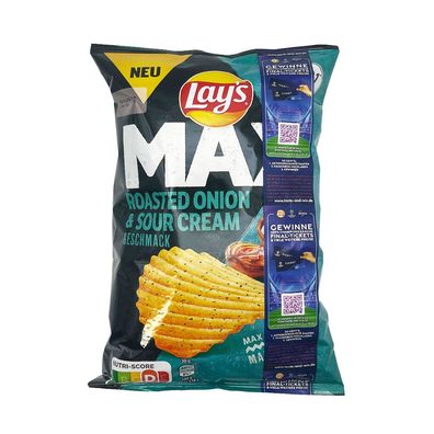 Lay's MAX Roasted Onion & Sour Cream Kartoffelchips 110g Beutel