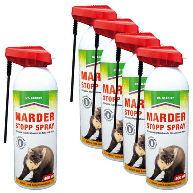 5 x DR. Stähler Marder Stopp Spray, 400 ml