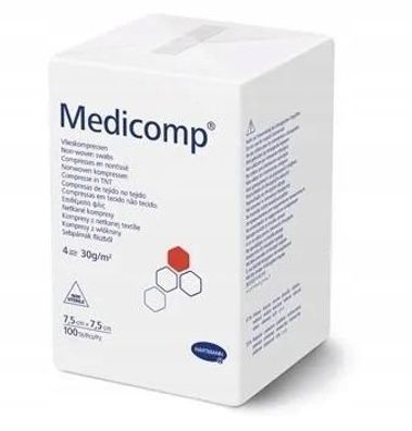 Medicomp Unsterile Kompresse 7,5 x 7,5 cm, 100 Stueck - Lange Haltbarkeit!