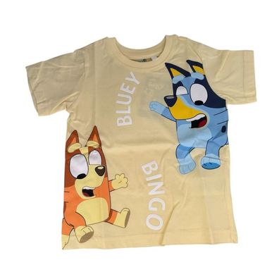Bluey & Bingo Kurzarm-T-Shirt für Jungen | Gelb oder Blau |Größen 92-116