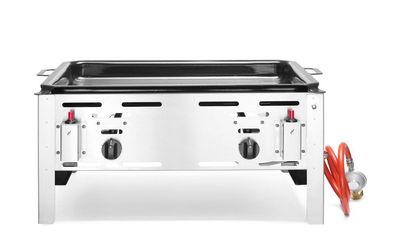HENDI Gasgrill Tischmodell Maxi – Inkl. Druckminderer und Gasschlauch