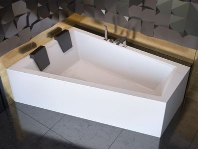 Badewanne Eckwanne INTIMA 170x125 Links AcrylSchürze Kopfstützen | Ablauf + Füße