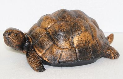 Dekofigur Tierfigur Schildkröte klein Gartenfigur H 10/L 27cm Dekofigur Kupfer-Antik
