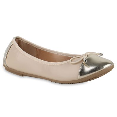 VAN HILL Damen Klassische Ballerinas Elegante Lack Schleifen Schuhe