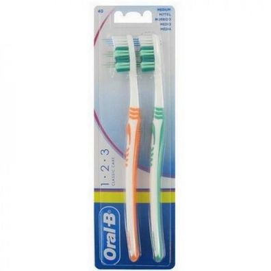 Oral-B 1-2-3 Twin Zahnbürste, 2 Stück, für eine effektive Mundpflege