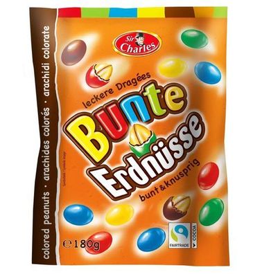 SirCharles Bunte Erdnüsse in Milchschokolade - 180 g Gourmet-Snack