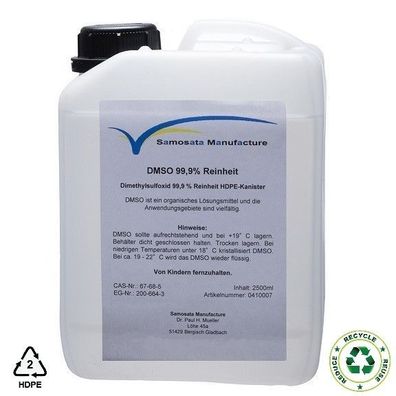 DMSO 99,9% Reinheit (ph. eur.) 2500ml HDPE-Kanister mit UN-Zulassung