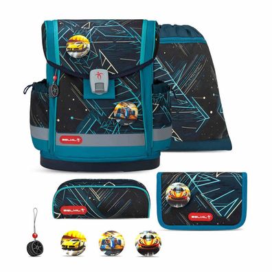 Belmil Classy Plus ergonomisches Schulranzen-Set 5-teilig "Racing Car Blue" mit