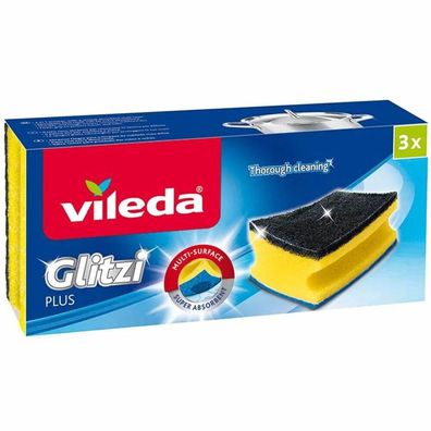 Vileda Glitzi Plus Profilierter Schwamm, 3er Pack