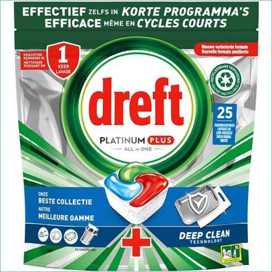 Dreft Platinum Plus All-in-One Geschirrspültabs, 25 Stück