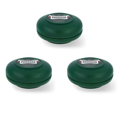 Proraso grüne Rasierseife im Tiegel mit Menthol & Eukalyptus 3x 75ml