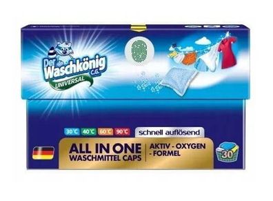 Waschkönig Universal Waschgelkapseln, 30 Stück