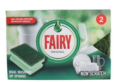 Fairy Originals Kratzfreie Geschirrspülen Schwämme, 2 Stück