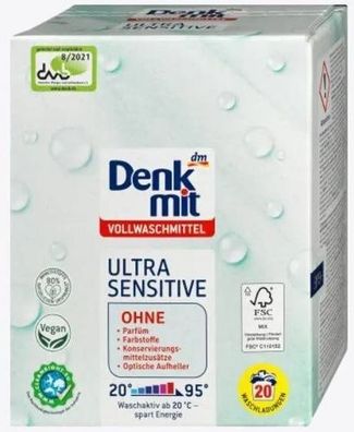 Denkmit Ultra Sensitive Waschpulver für 20 Wäschen