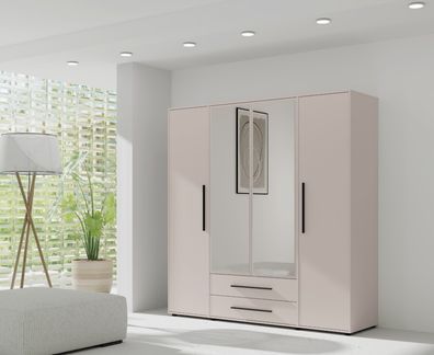 FurMeb24 Maxione Kleiderschrank 197,6 x 205,7/248,2 cm - mit spiegel