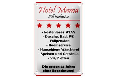 Blechschild 18 x 12 cm Hotel Mama weiß-rotes