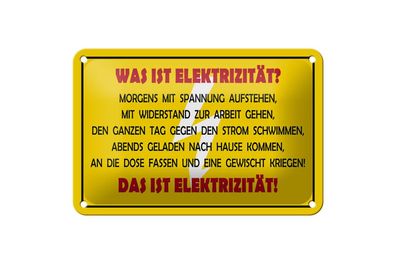 Blechschild 18 x 12 cm Strom Was ist Elekrtizität