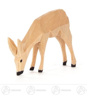 Holztier Reh geschnitzt fressend Höhe = 3cm NEU Erzgebirge Miniatur Waldtier