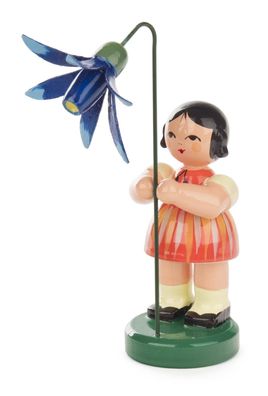 Ostern &amp; Frühjahr Blumenmädchen orange gestreift Blume blau BxHxT 25x90x25mm NEU
