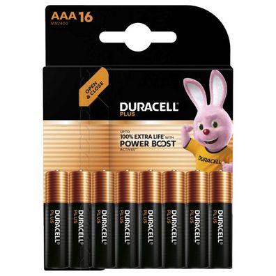Duracell Plus Power Boost AAA – 16er Blister für starke Leistung