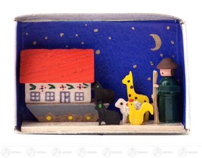 Miniatur Zündholzschachtel Arche Noah B= x H=ca 5,5 cmx4 cm NEU Erzgebirge