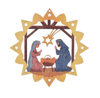 Baumbehang Krippe bunt (VE 6) BxH 6x6cm NEU Christbaumschmuck Weihnachtsbaum Erz