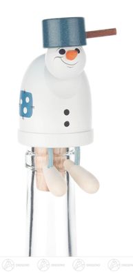 Flaschengeist Schneemann mit Kaserolle H=ca 10 cm NEU Erzgebirge Weinkorken