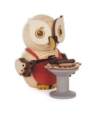 Miniaturfigur Mini-Eule mit Grill BxHxT 5x7x6cm NEU Miniaturtier Holztier