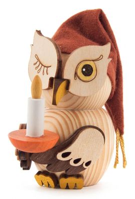 Miniatur Mini-Eule Schlafmütze H=7,5cm NEU Holzfigur Holzminiatur Sammelfigur