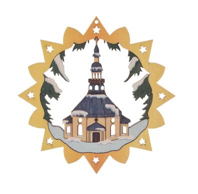 Baumbehang Seiffener Kirche bunt (VE 6) BxH 6x6cm NEU Christbaumschmuck Weihnach