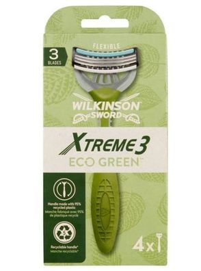 Wilkinson Xtreme3 Eco Green Herrenrasierer, 4 Stueck - Nachhaltige und Hochwertig