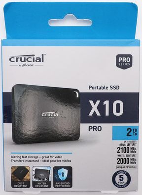 Crucial X10 Pro Portable SSD 2TB USB-C 3.2 Solid State Drive externe Datenträger