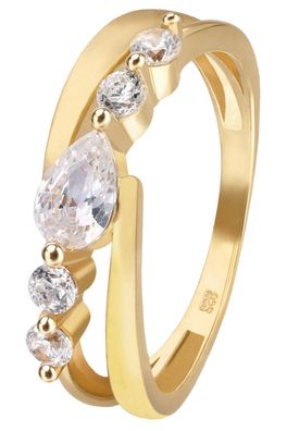 trendor Schmuck Damenring 925 Silber Vergoldet Zirkoniaring 28514