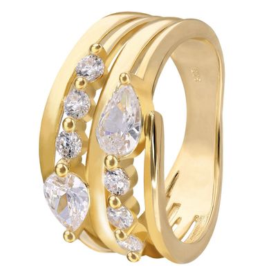 trendor Schmuck Damenring 925 Silber Vergoldet Zirkoniaring 28520